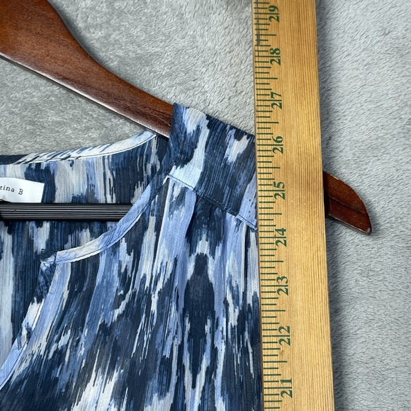 Cristina B Women's L Blouse Blue Polyester a1915 - Picture 3 of 6